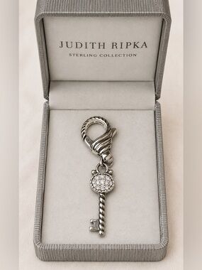 Judith Ripka Silver Key Charm with Pave Center